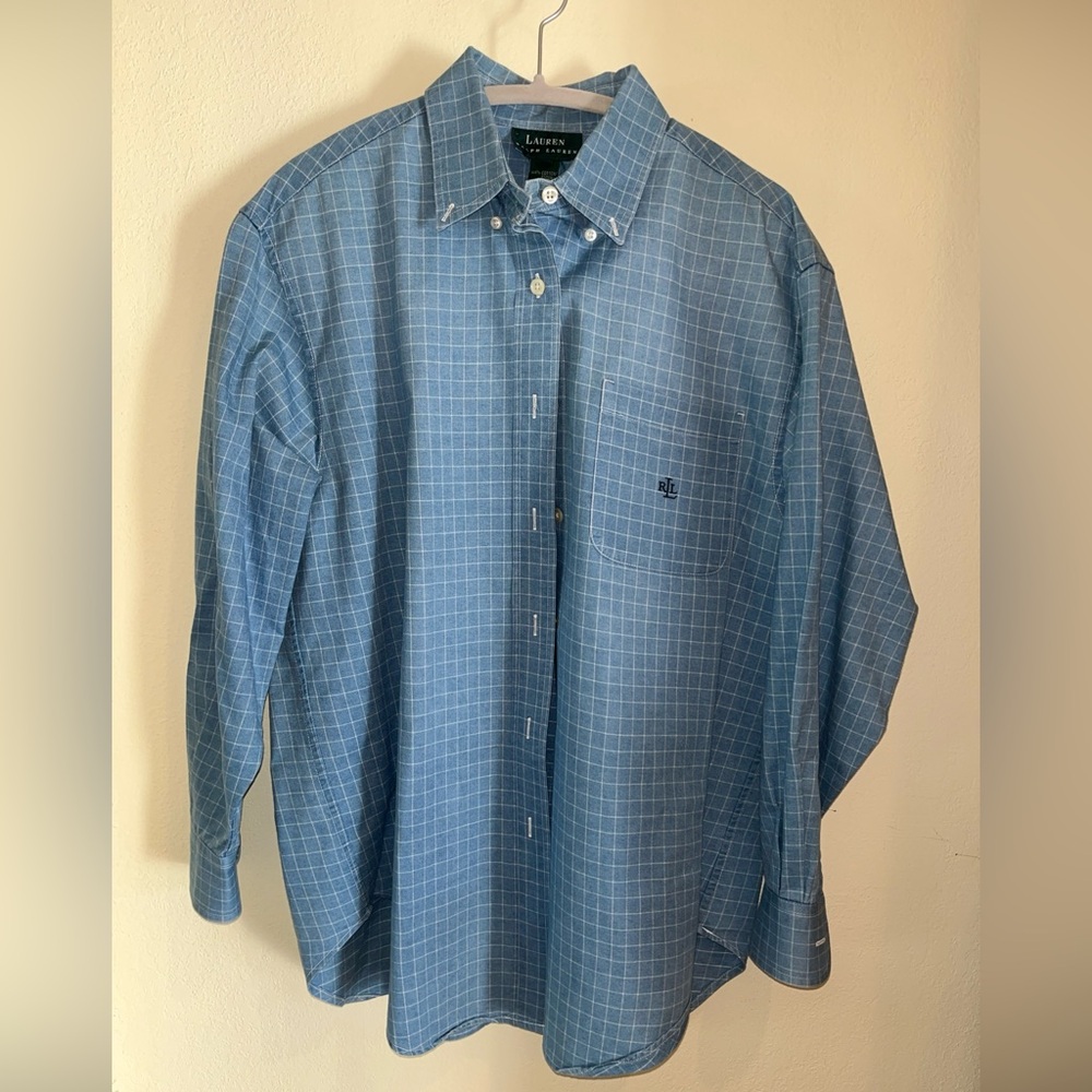 Ralph Lauren Men's Small Blue White Checkered Arrives Dry Cleaned And Starched!